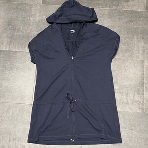 New York & Company Comfort Zone Short-Sleeve Hooded Top